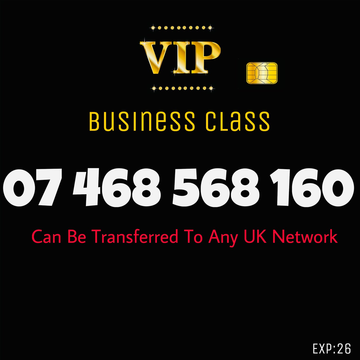 468 568 GOLD SIM CARD VIP EASY MEMORABLE MOBILE PHONE NUMBER: 07 468 568 160 DIAMOND PLATINUM