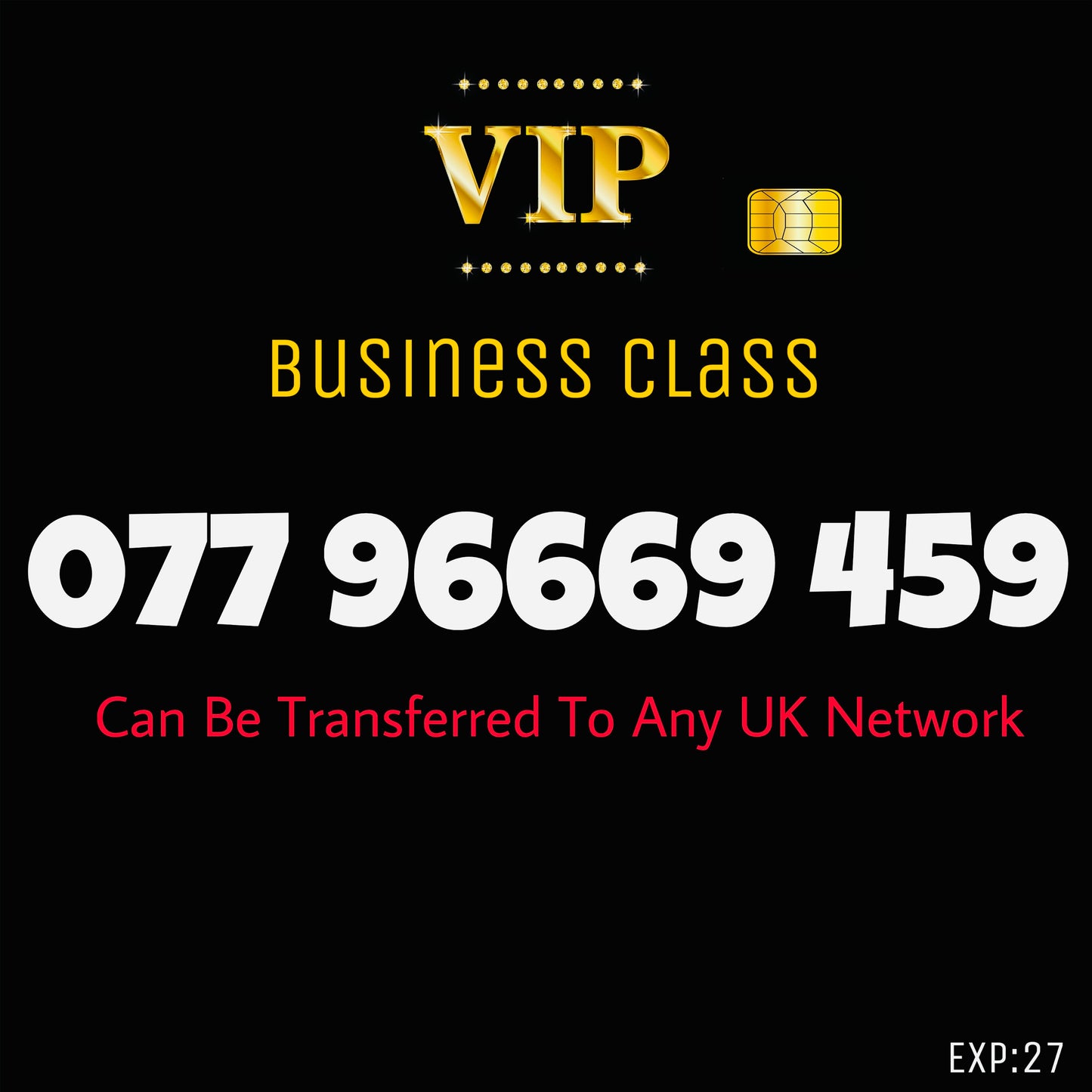 UK SIM CARD GOLD BUSINESS/PERSONAL VIP EASY MEMORABLE MOBILE PHONE NUMBER 077 96669 459 DIAMOND PLATINUM