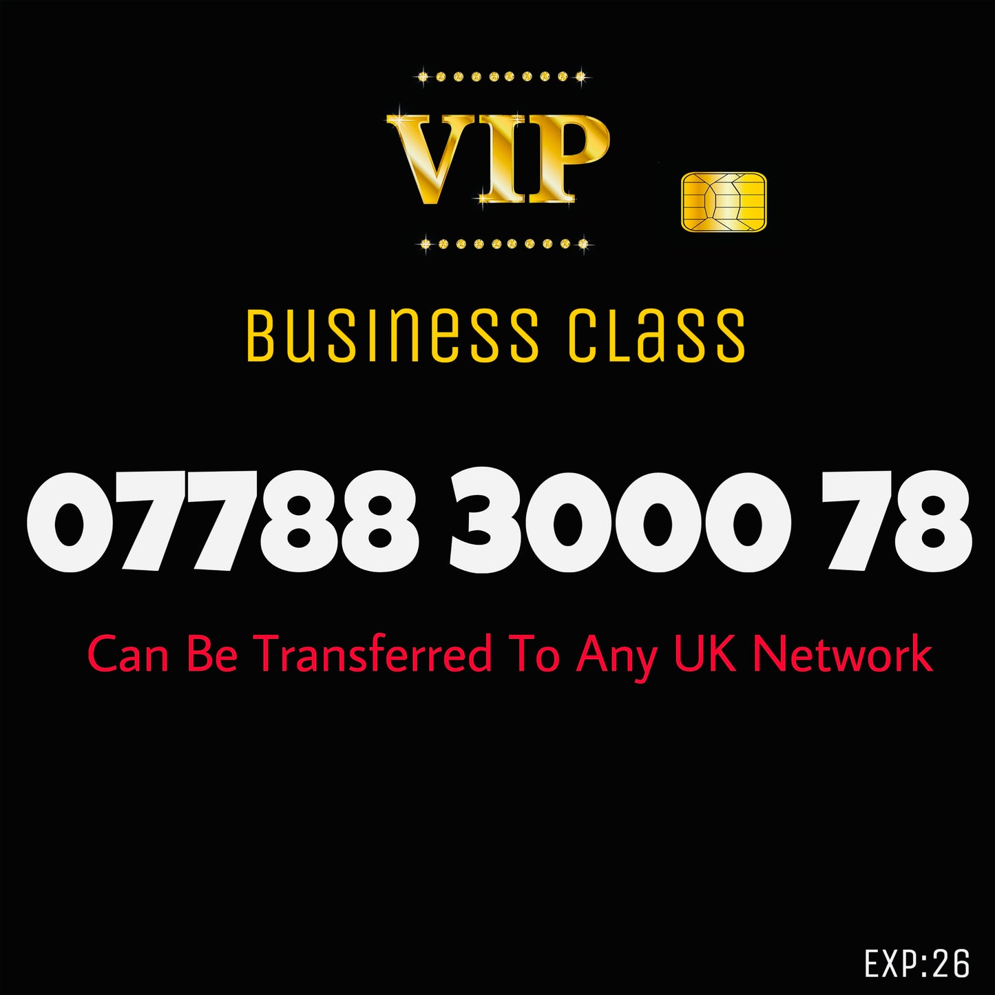 UK SIM CARD GOLD BUSINESS/PERSONAL VIP EASY MEMORABLE MOBILE PHONE NUMBER 077 88 3000 78 DIAMOND PLATINUM