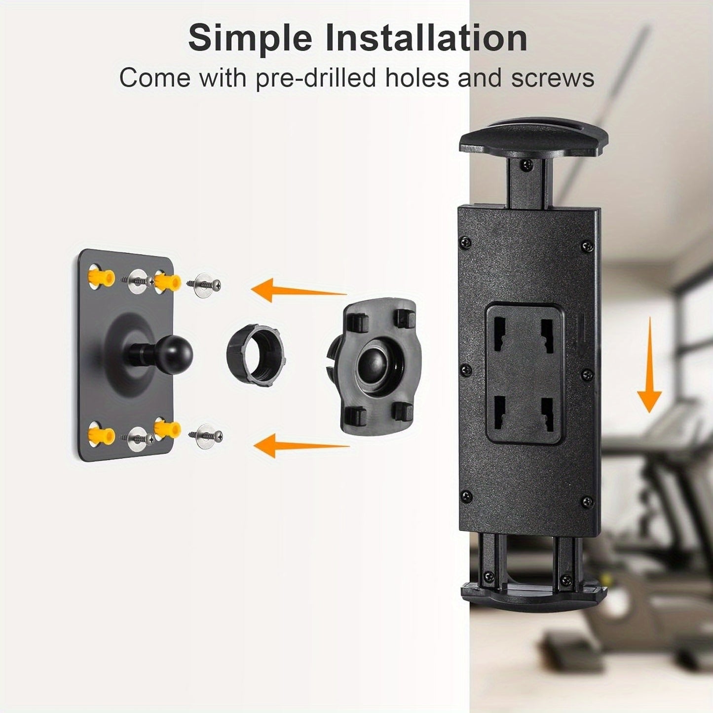 360° Adjustable Tablet Wall Mount Holder - Fit for iPad Pro/Mini, Galaxy Tab, Surface Pro, Kindle & All 11.94-33.02cm Tablets and Phones - Sturdy Black Metal Design with Secure Suction Cups, Tablet Holder Stand