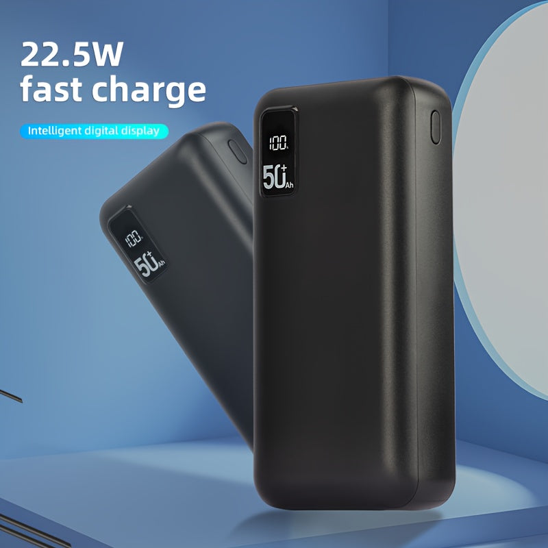 50000 MAh External Battery Portable Charger, USB Power Bank 22.5W, PD3.0 Quick Charge Function, 3 Inputs Mobile Phone Charger Battery Compatible For IPhone, Samsung, Huawei, IPad Etc