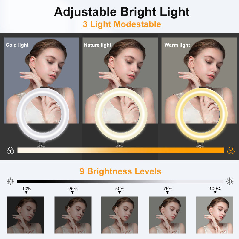Desk Ring Light with Telescopic Stand, Travel Desktop Hola Light for Phone Selfie Laptop Zoom Video Calls Makeup Tiktok Reels Live Streaming