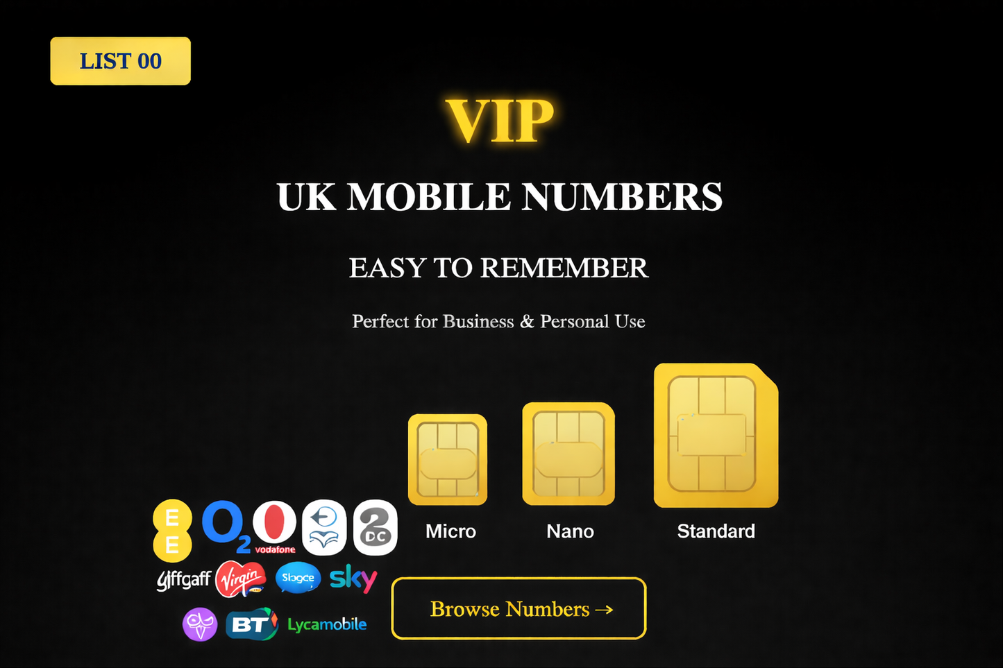 GOLD BUSINESS DIAMOND VIP PREMIUM EASY MEMORABLE MOBILE PHONE NUMBER LIST 0