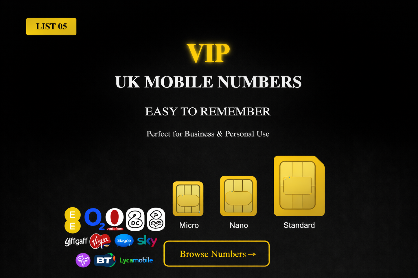 PREMIUM UK MOBILE NUMBER – EASY-TO-REMEMBER & PERFECT FOR BUSINESS OR PERSONAL USE LIST 5