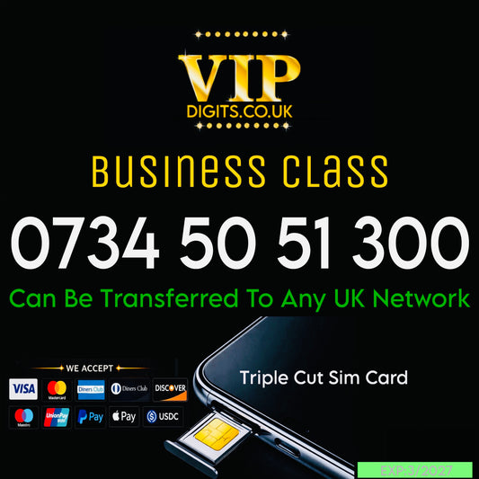 VIP Gold Mobile Number SIM Card UK – Easy-to-Remember Premium Phone Number 0734 50 51 300