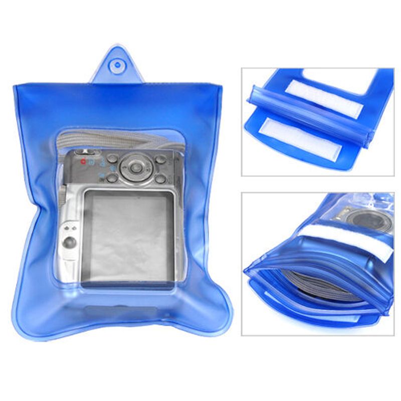 Blue Digital Camera Underwater Waterproof Case Dry Bag Scuba Swimming Beach Holiday