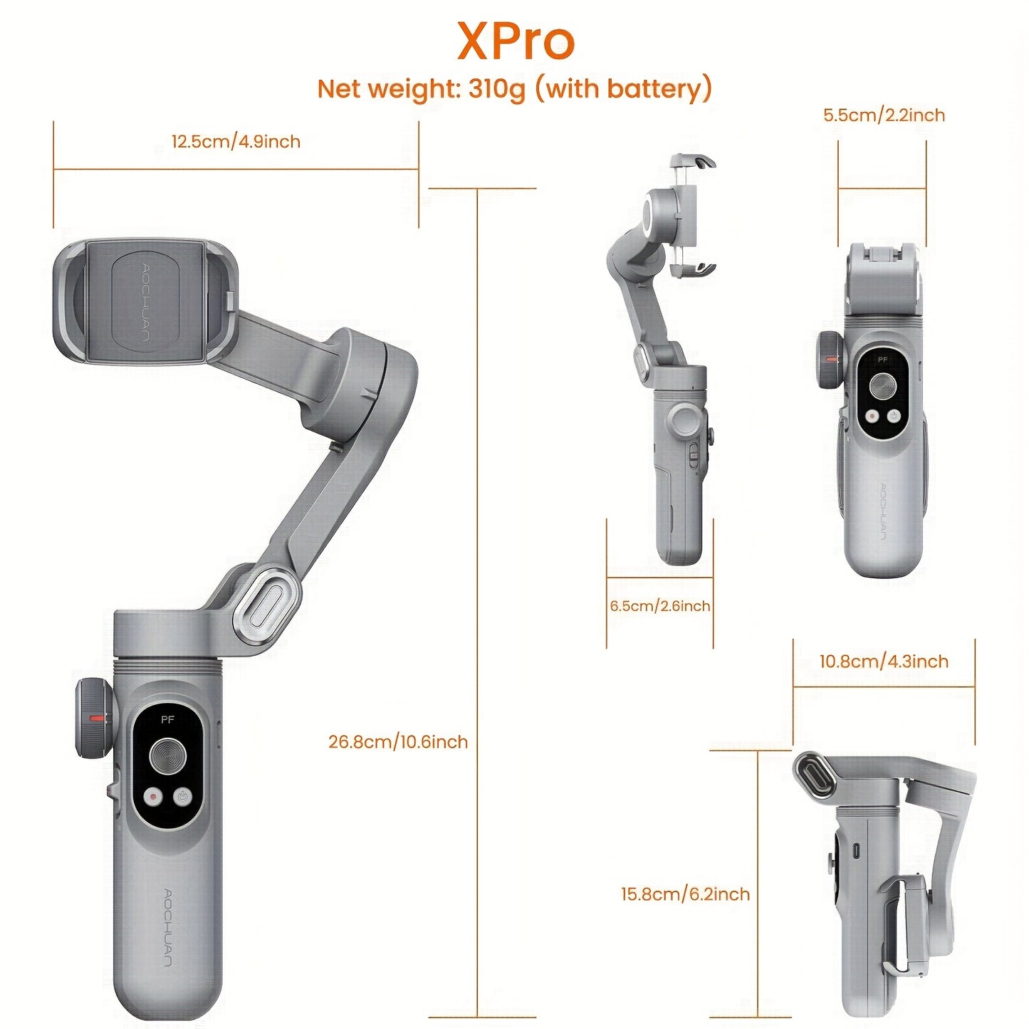 AOCHUAN Smart Xpro Smartphone Gimbal Stabilizer Featuring a Tripod, Face Tracking, Outdoor Sports VLOG Capabilities, Live Reverse Charging, Anti-Shake App, Desktop Handheld Tripod with Fill Light, LED Display for Selfies And Family Use