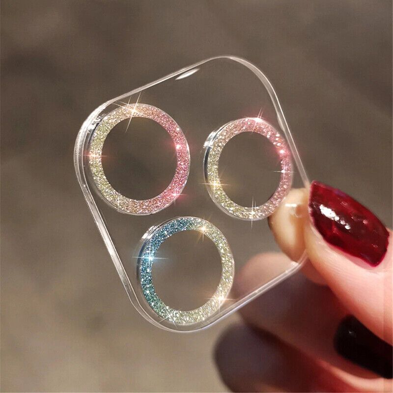 Tempered Glass Cover for Iphone 17/16/15/14/13/12/11 Pro Max with Glitter Camera Lens Protection