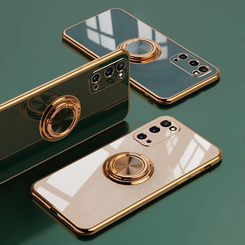 Plating Silicone Case For Samsung Galaxy S22 S23 S24 Ultra S20 FE S21 Plus S10 A13 A14 A15 A22 A32 A33 A34 A35 A53 A54 A55 5G Cover With Ring Holder