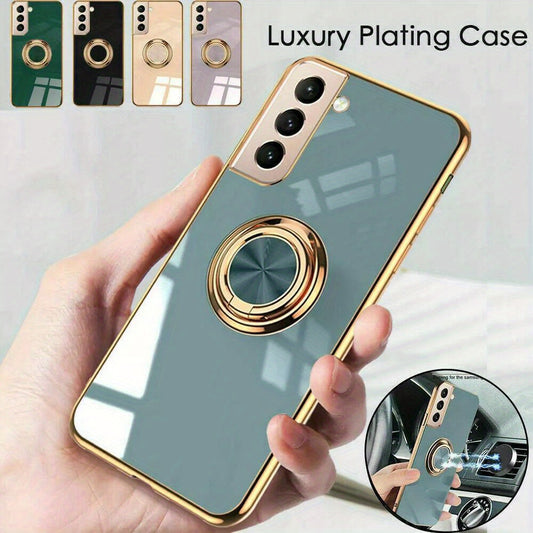 Plating Silicone Case For Samsung Galaxy S22 S23 S24 Ultra S20 FE S21 Plus S10 A13 A14 A15 A22 A32 A33 A34 A35 A53 A54 A55 5G Cover With Ring Holder
