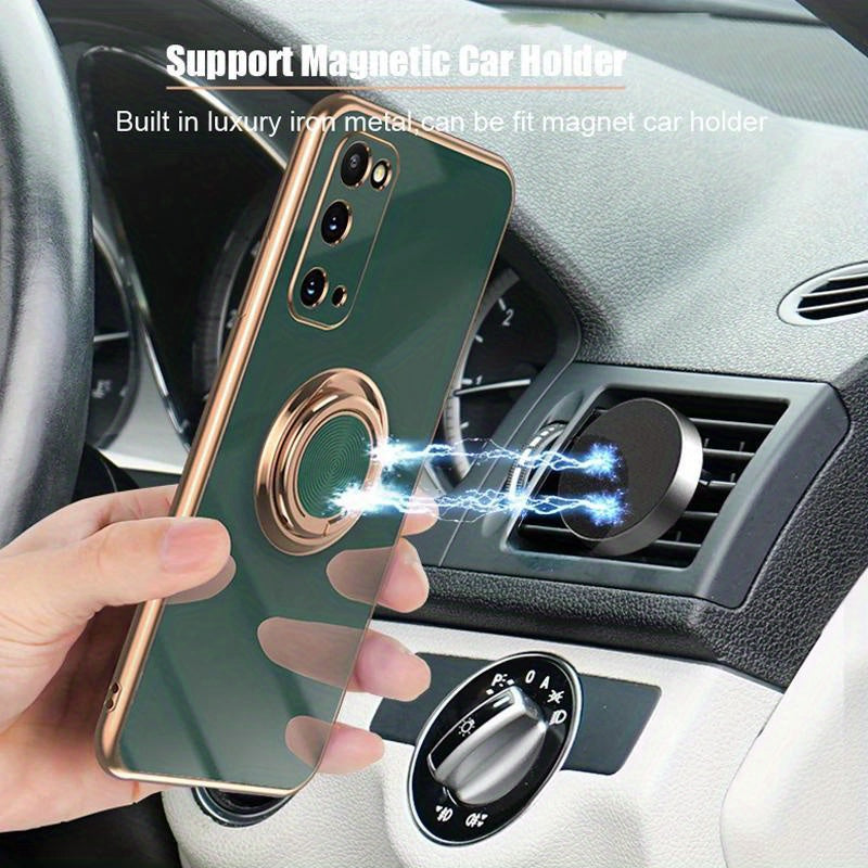 Plating Silicone Case For Samsung Galaxy S22 S23 S24 Ultra S20 FE S21 Plus S10 A13 A14 A15 A22 A32 A33 A34 A35 A53 A54 A55 5G Cover With Ring Holder