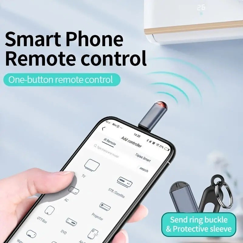 Smartphone Infrared Remote Control Adapter: Universal Mini Remote Control Compatible with TV, Air Conditioner, Fan, Camera, etc. - Compatible with Type-C