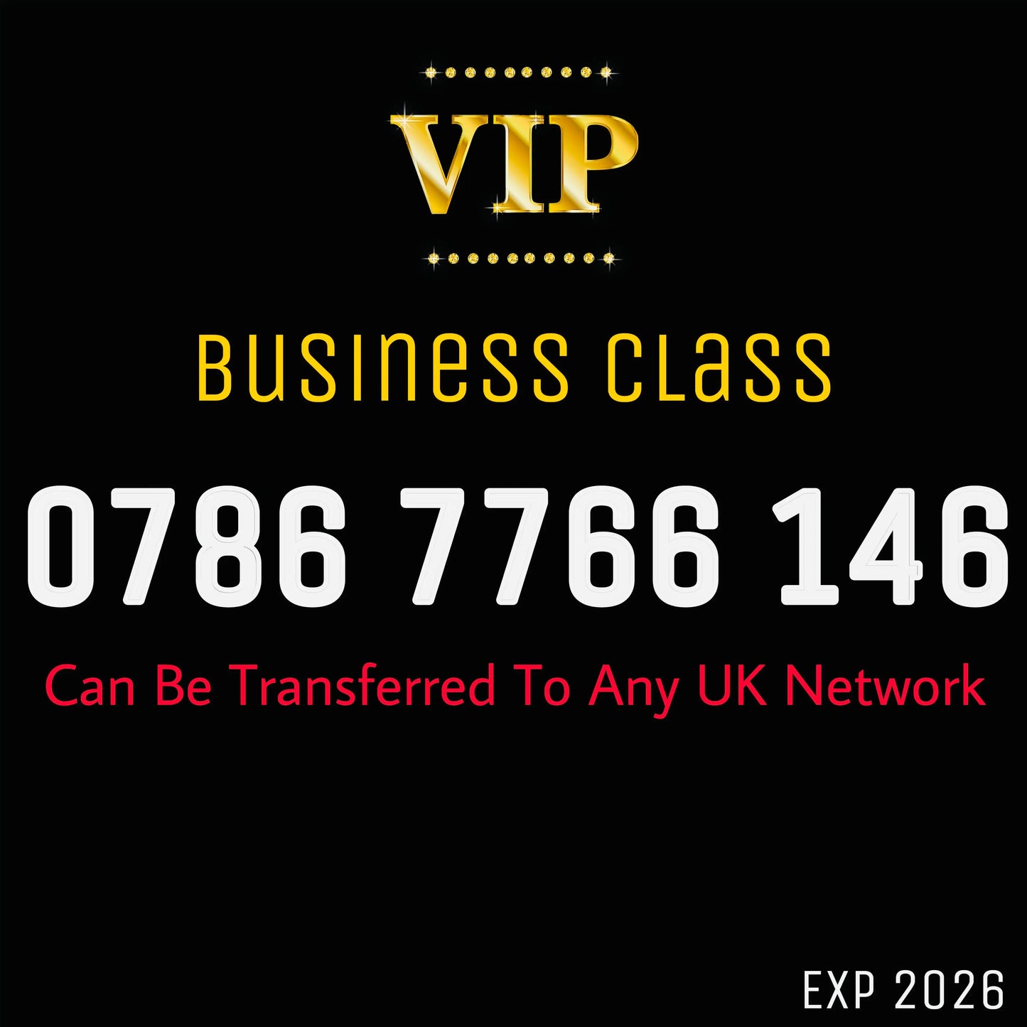 GOLD DIAMOND VIP PREMIUM EASY MEMORABLE MOBILE PHONE NUMBER SIM CARD 0786 7766 146
