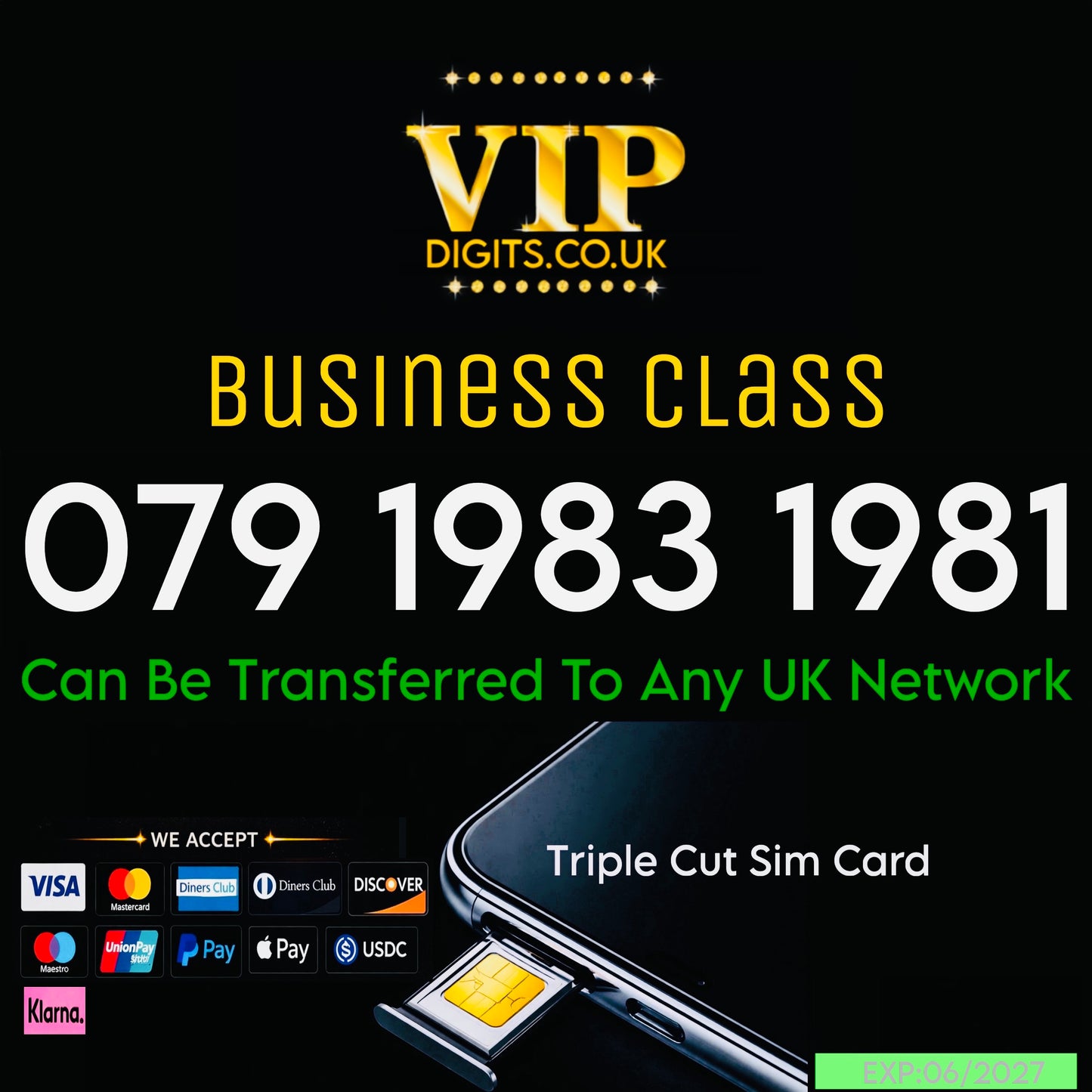 Easy Memorable Gold Mobile Number UK – Birthday Year PAYG SIM Card 079 1981 1983
