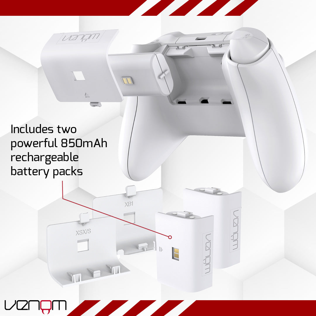 Venom Xbox Twin Charging Dock with 2 x Rechargeable Battery Packs for Xbox Series X, Series S and Xbox One