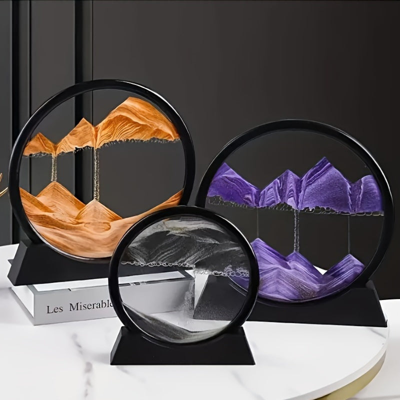 360 degree rotating 3D flowing sand painting: morphological changes - glass art decoration
