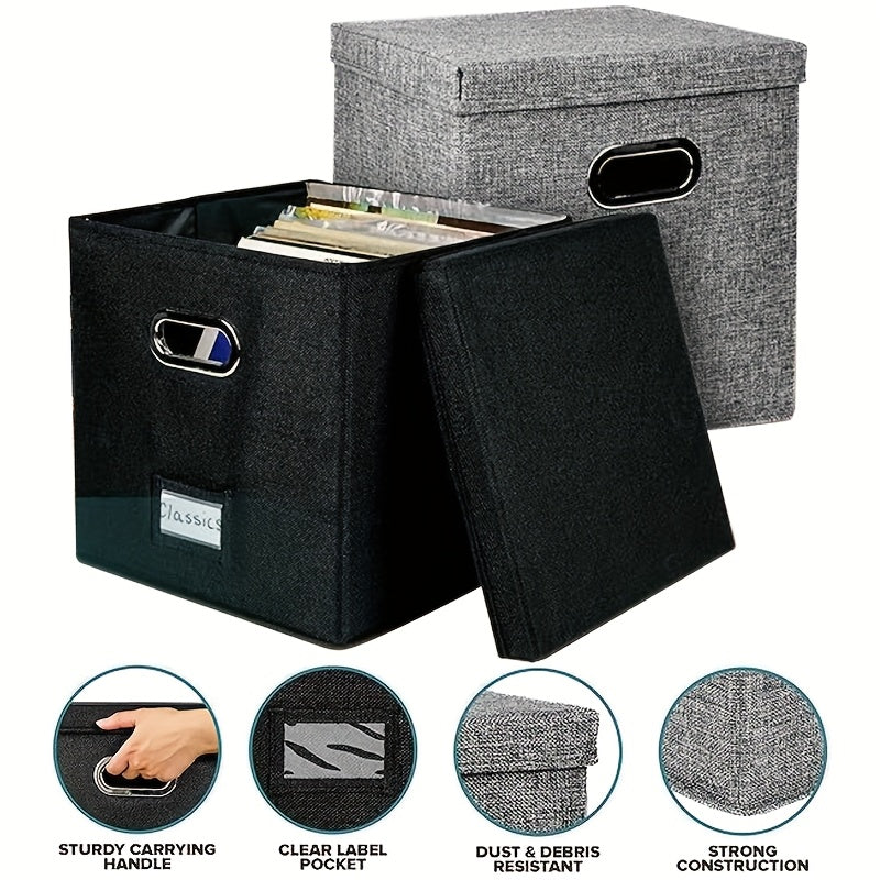 Storage Box for Vinyl Records, Stylish and Functional, Complete with Lids and Handles