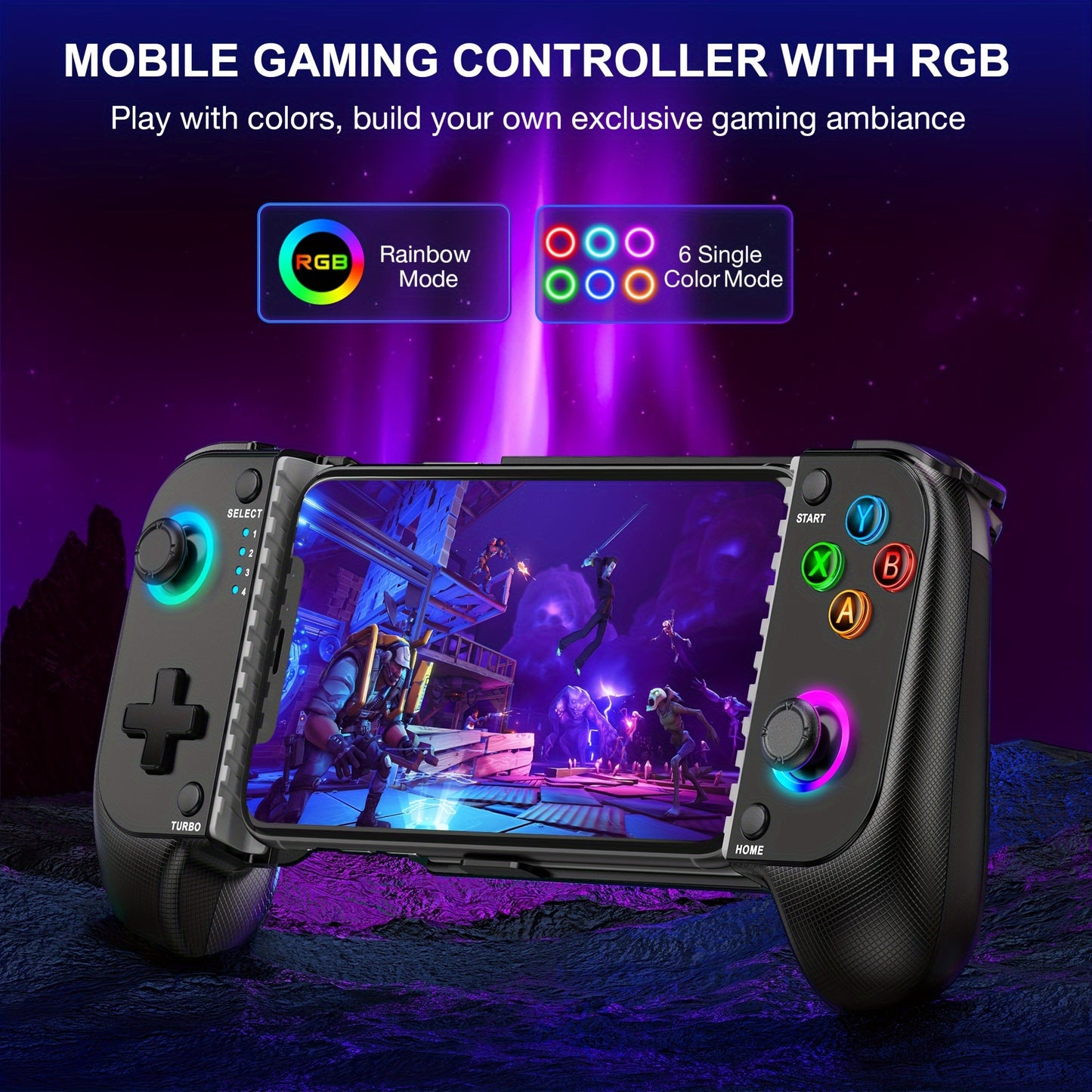 Wireless Game Controller, Suitable For iPhone/Android Phones, With RGB Light Effect