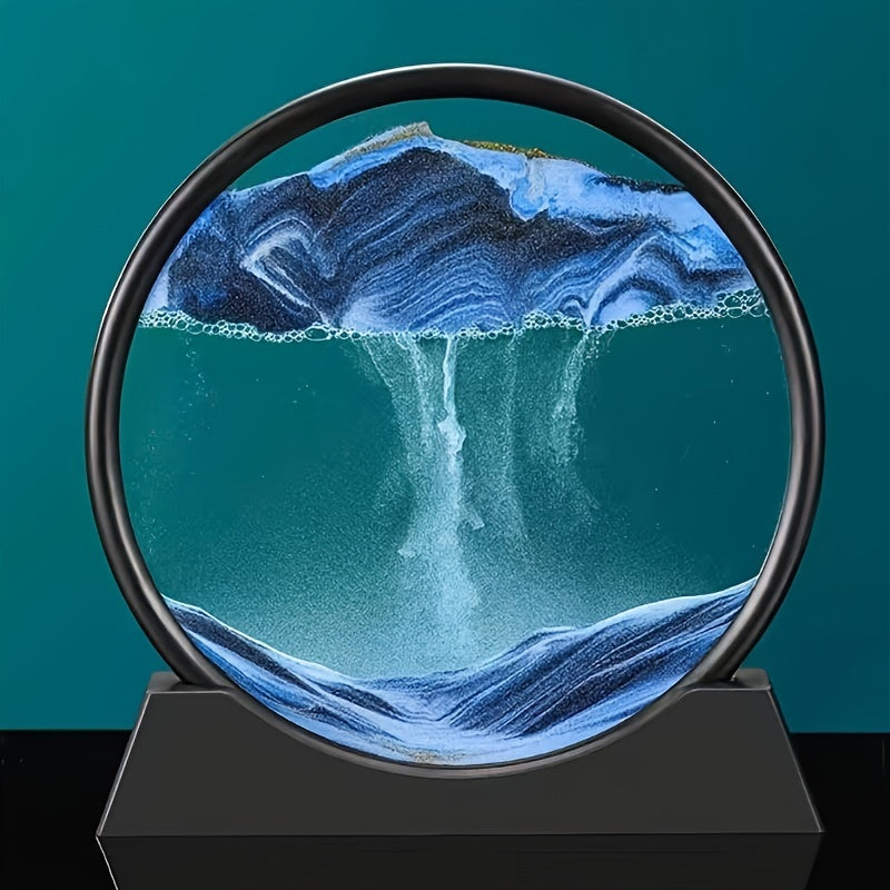 360 degree rotating 3D flowing sand painting: morphological changes - glass art decoration