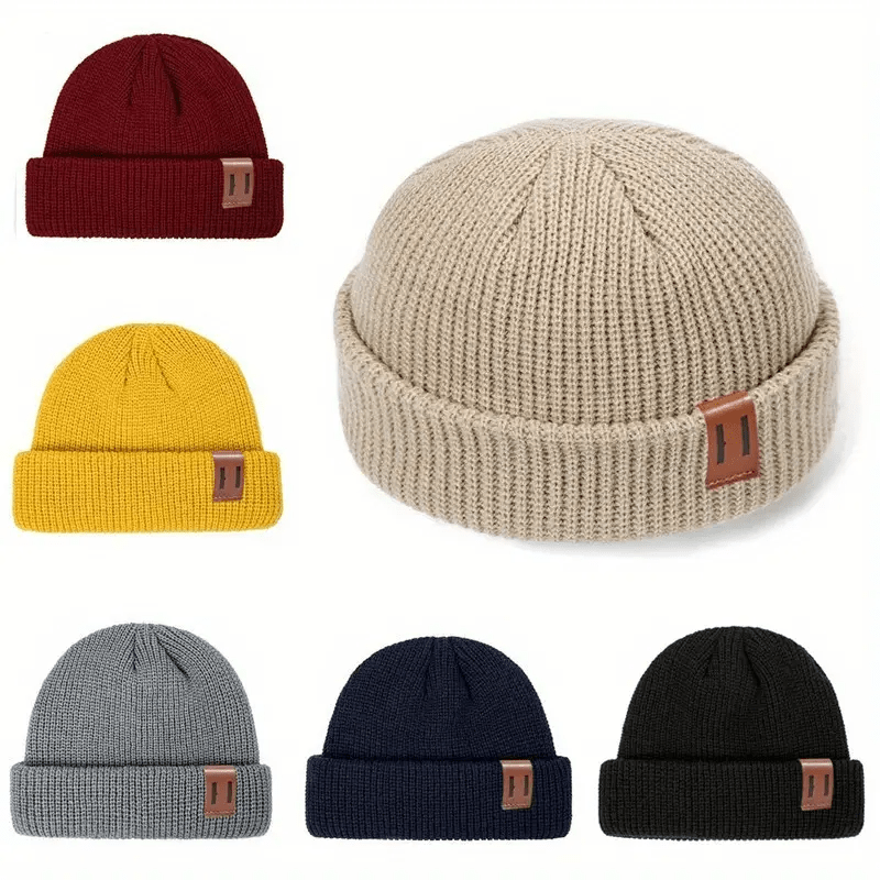 Men'S Beanie Hat Winter Warm Knitted Ribbed Docker Skull Cap Trawler Fisherman