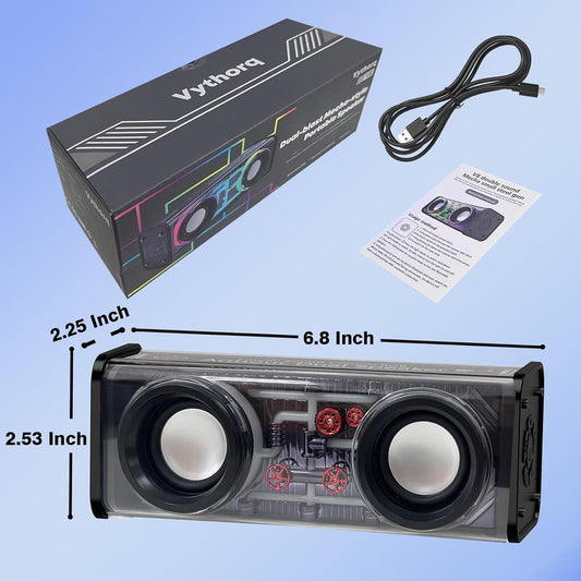 Portable Bluetooth Speaker with LED Lights&Transparent Casing, Bluetooth 5.3 Wireless Outdoor Speakers Support TWS Pairing/TF Card, 10W Stereo Sound, Electronics for Home, Outdoors, Travel (Black)