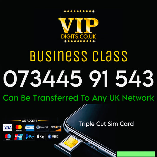 VIP GOLD MOBILE PHONE SIM CARD EASY VIP MEMORABLE NUMBER DIAMOND PLATINUM | 073445 91 543.