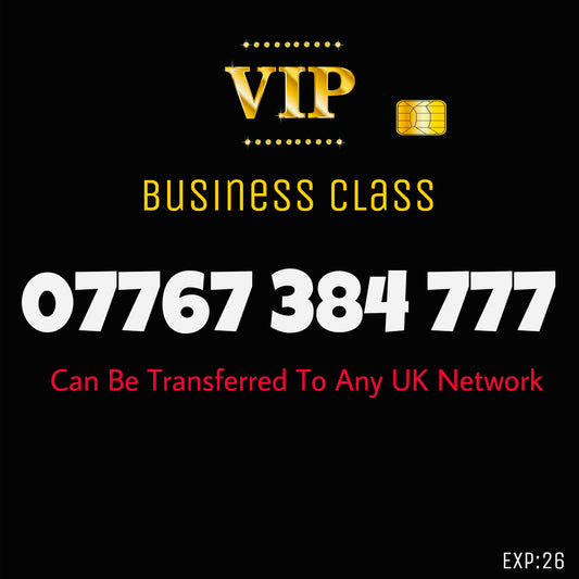 SIM CARD GOLD  BUSINESS/PERSONAL VIP EASY MEMORABLE MOBILE PHONE NUMBER: 07767 384 777 DIAMOND PLATINUM