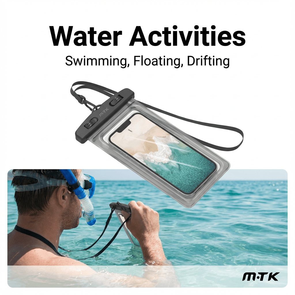 M·TK Phone Pouch, 7-inch Phone Case for Swimming, Travel, Beach Trips, Snorkelling, Kayaking, Underwater Case for Smartphone