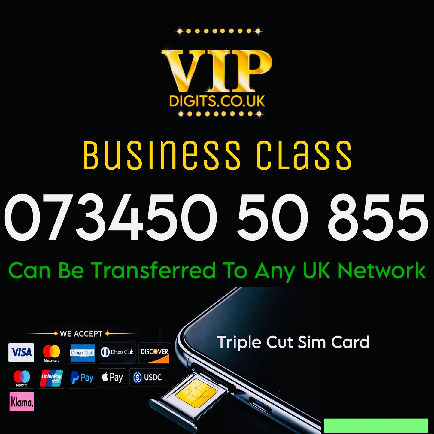 Fancy VIP Mobile Number – Easy to Remember Gold SIM | 073450 50 855