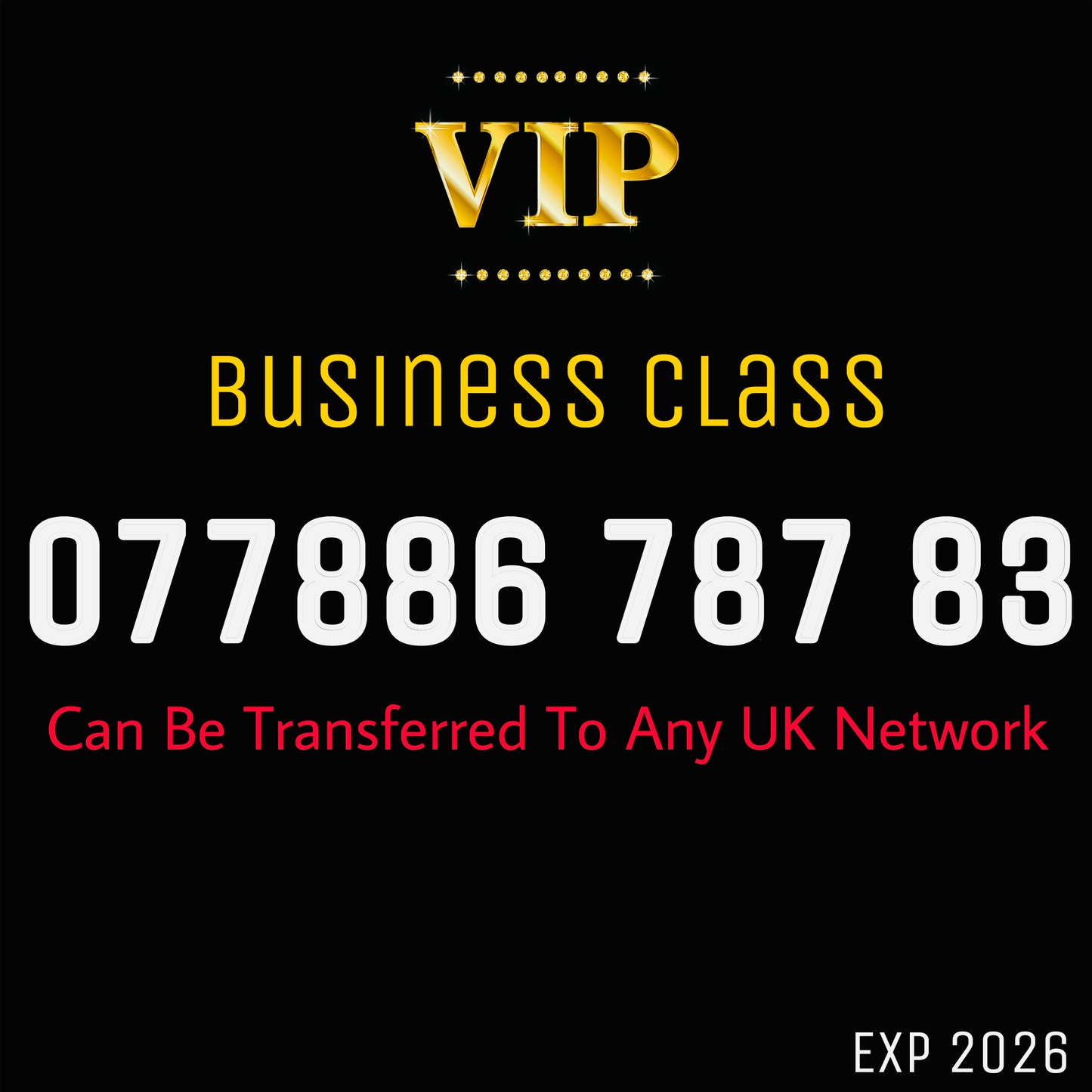 GOLD MOBILE PHONE SIM CARD EASY VIP MEMORABLE NUMBER DIAMOND PLATINUM 077886 787 83