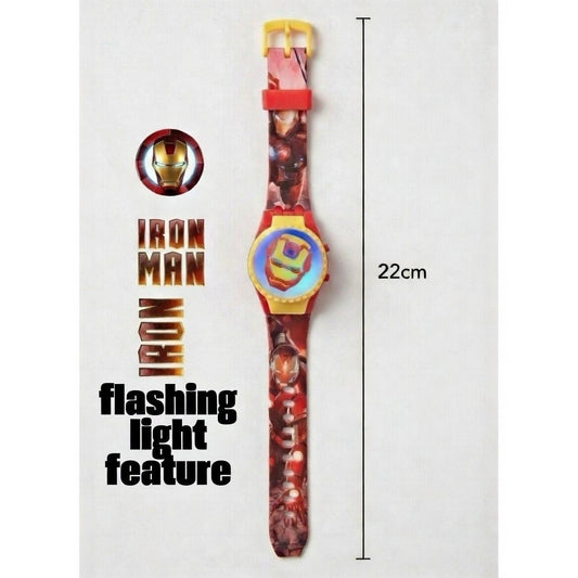 Marvel Iron Man Kids Digital Watch – Avengers Superhero Cartoon Electronic Wrist Watch for Boys & Girls – Light-Up Display, Adjustable Strap