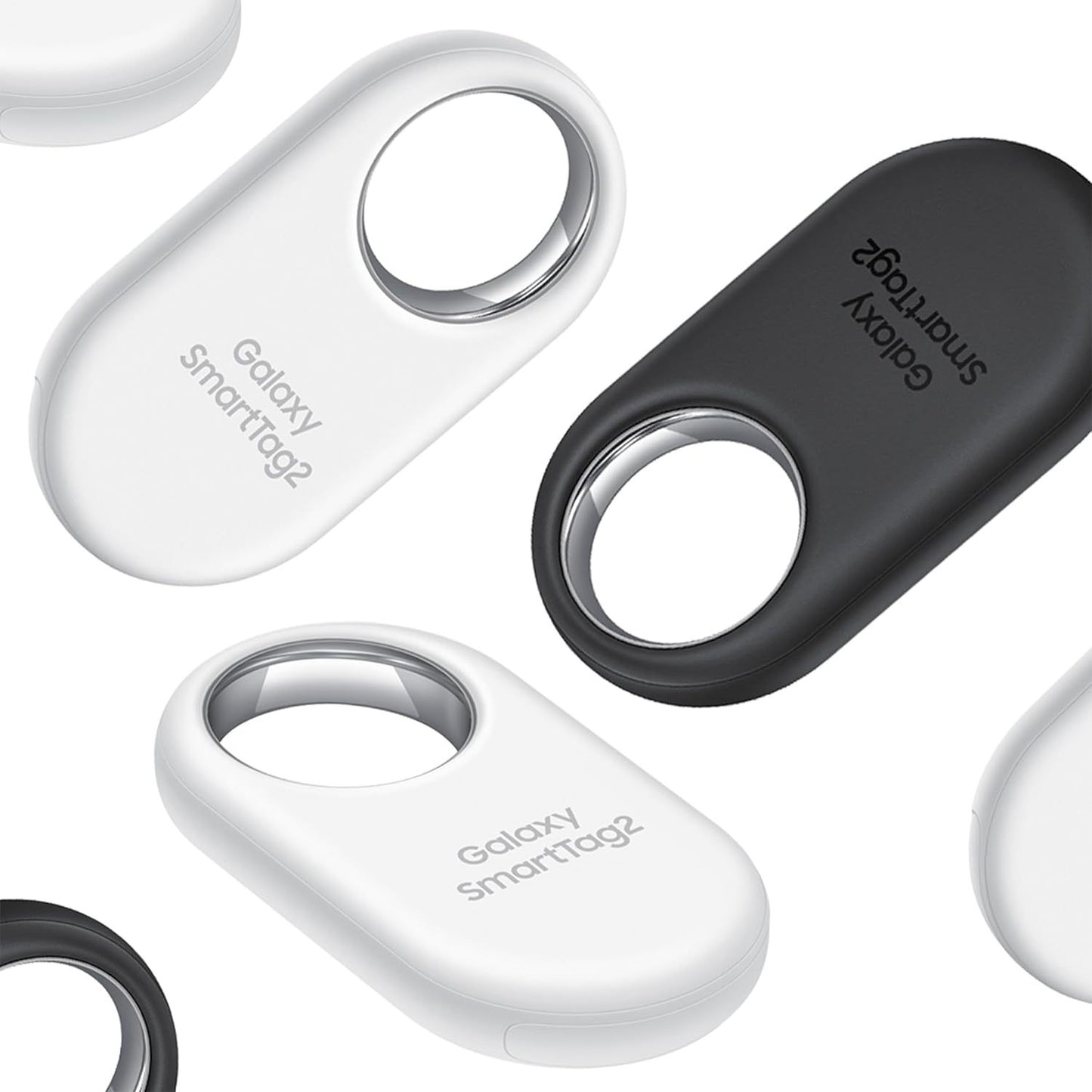 Samsung Galaxy SmartTag2 Bluetooth Tracker (4 Pack), Compass View AR, Find Lost Mode, 2 Black/2 White