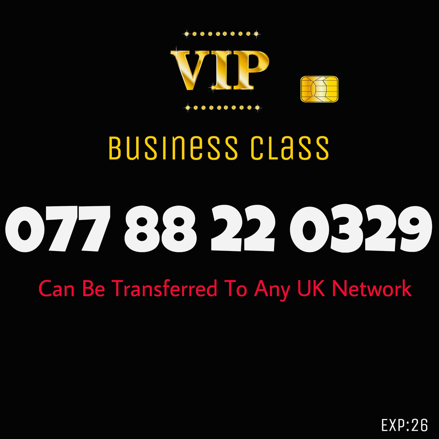 SIM CARD GOLD  BUSINESS/PERSONAL VIP EASY MEMORABLE MOBILE PHONE NUMBER: 077 88 22 0329 DIAMOND PLATINUM