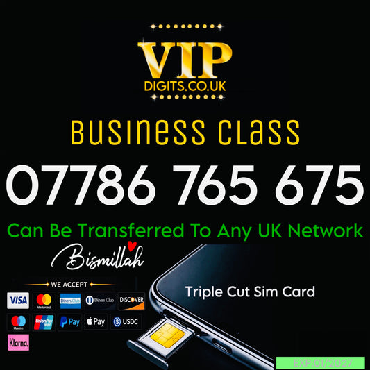 786 VIP GOLD MOBILE PHONE SIM CARD EASY VIP MEMORABLE NUMBER DIAMOND PLATINUM | 07786 765 675