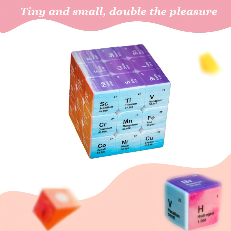 Beginner-Friendly 3x3 Chemistry Periodic Table Cube - Colorful, Durable ABS Resin Puzzle for Quick Learning & Problem-Solving Skills, Lightweight & Sticker-Free Educational Toy, Chemistry Learning Aid|Beginnerfriendly Toy|Lightweight Puzzle