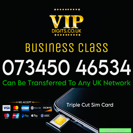 SPECIAL NUMBER EASY MOBILE PHONE NUMBER GOLD UK VIP SIM 073 450 465 34