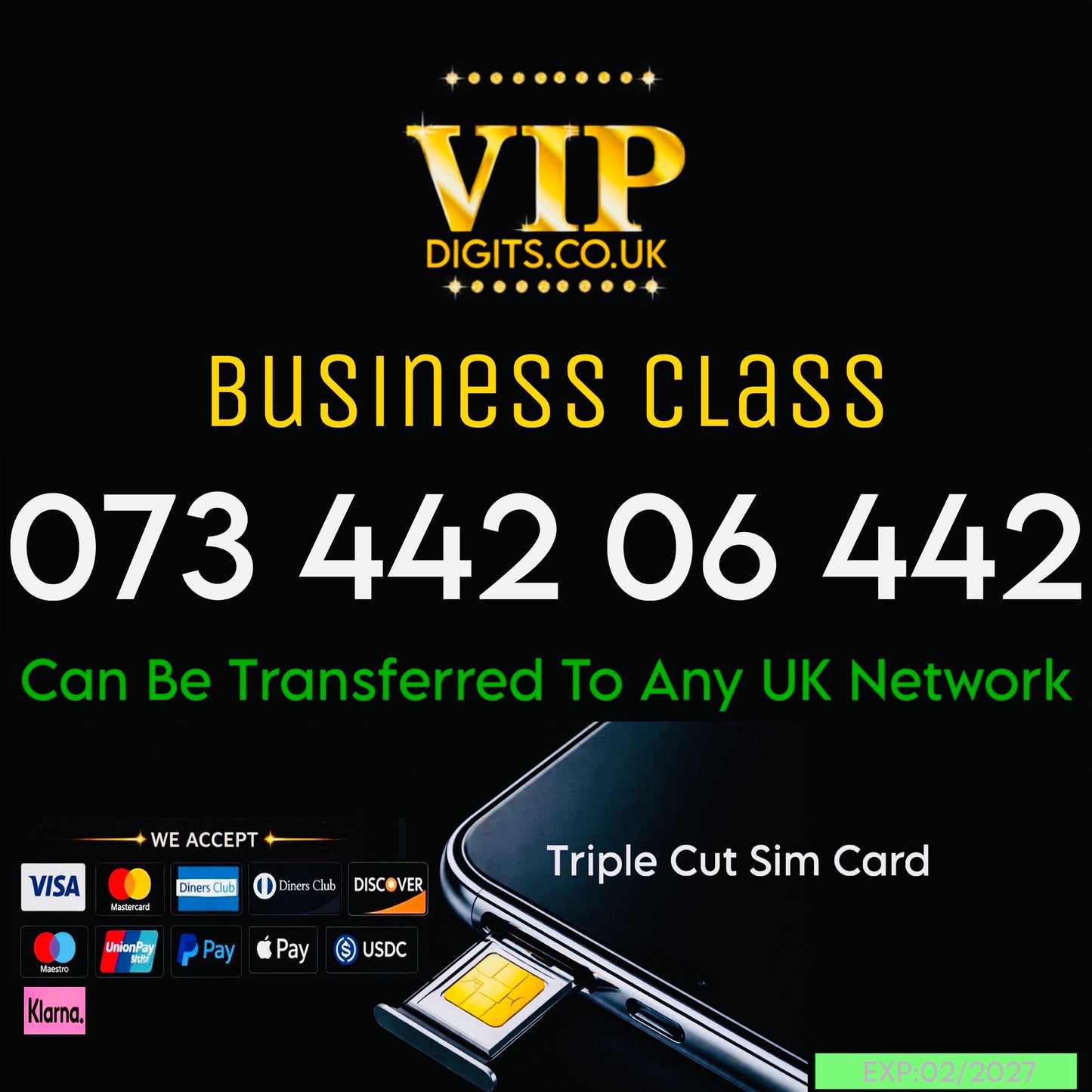 UK Mobile Number for Sale – 073 442 06 442 | Golden, Premium, Easy-to-Remember 🔥