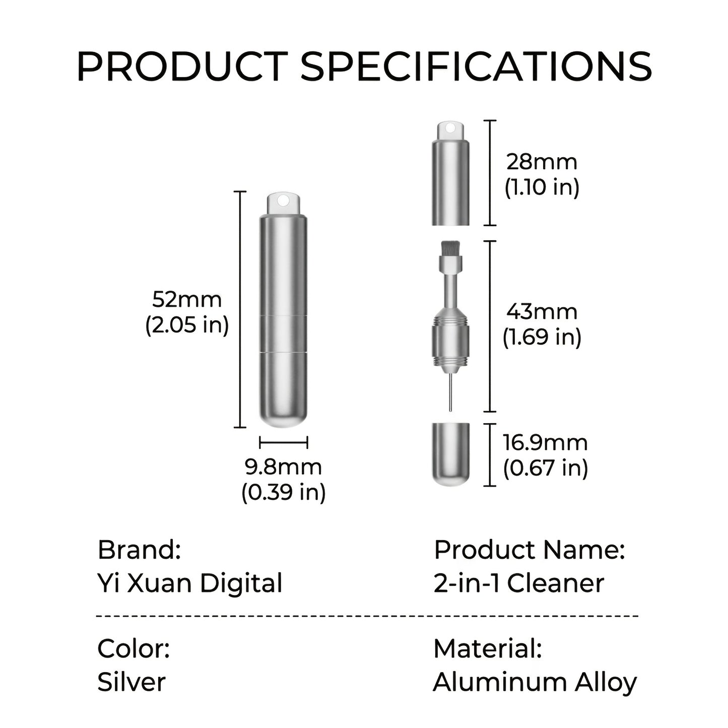 Personalized Custom Engraved Name 2-in-1 Multifunctional Metal Cleaning Brush & SIM Card Ejector Pin, Portable Electronic Accessories Cleaner Keychain Tool for Phone Earphones Earbuds, Laser Engraved Gift