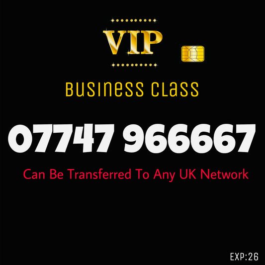 SIM CARD GOLD  BUSINESS/PERSONAL VIP EASY MEMORABLE MOBILE PHONE NUMBER 07747 9 66667 DIAMOND PLATINUM