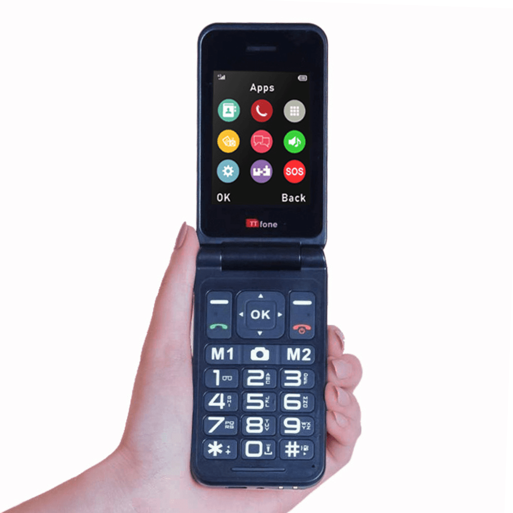 Ttfone TT760 4G USB-C Mobile Phone for The Elderly, Simple And Easy to Use Flip Folding Cell Cheap And Easy to Use - Red with Mains Charger And Vodafone Sim Card