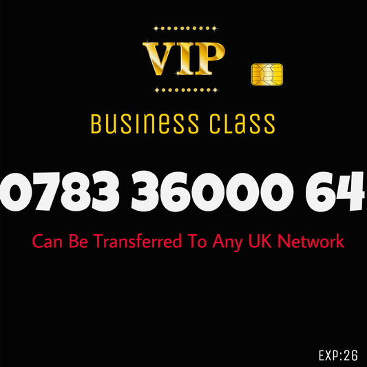 UK SIM CARD GOLD  BUSINESS/PERSONAL VIP EASY MEMORABLE MOBILE PHONE NUMBER 0783 36000 64  DIAMOND PLATINUM