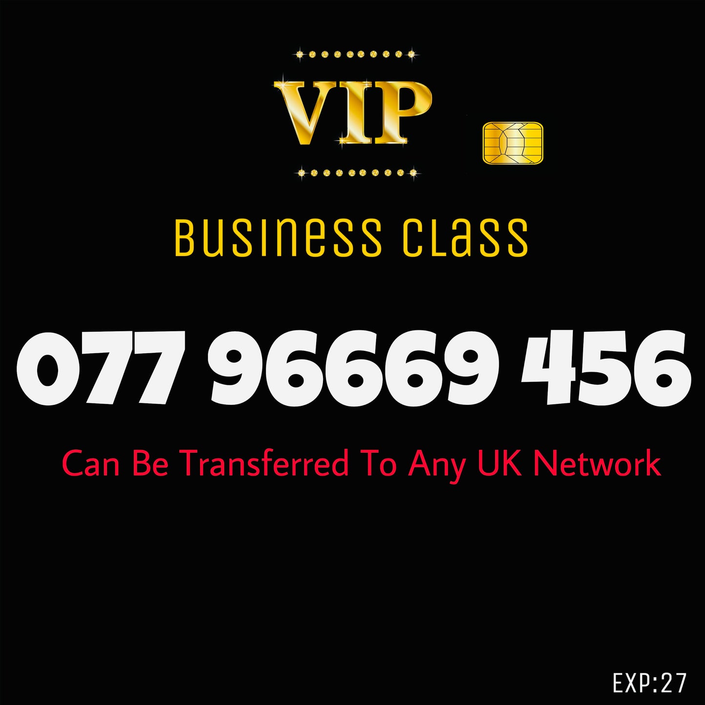 UK SIM CARD GOLD  BUSINESS/PERSONAL VIP EASY MEMORABLE MOBILE PHONE NUMBER 077 96669 456  DIAMOND PLATINUM