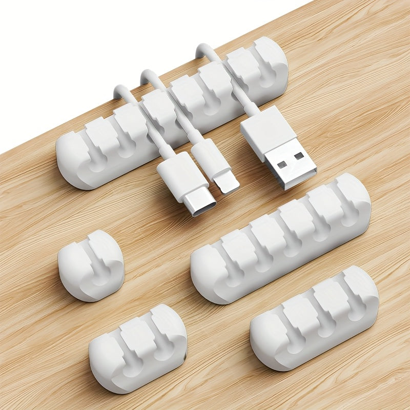 [Silicone Cable Organizers] Strong Self-Adhesive Silicone Cable Organizers with 7, 5, And 3 Slots - Cable Holders And Storage Boxes for Managing Wires - Keep Your Cables Neat And Tidy!