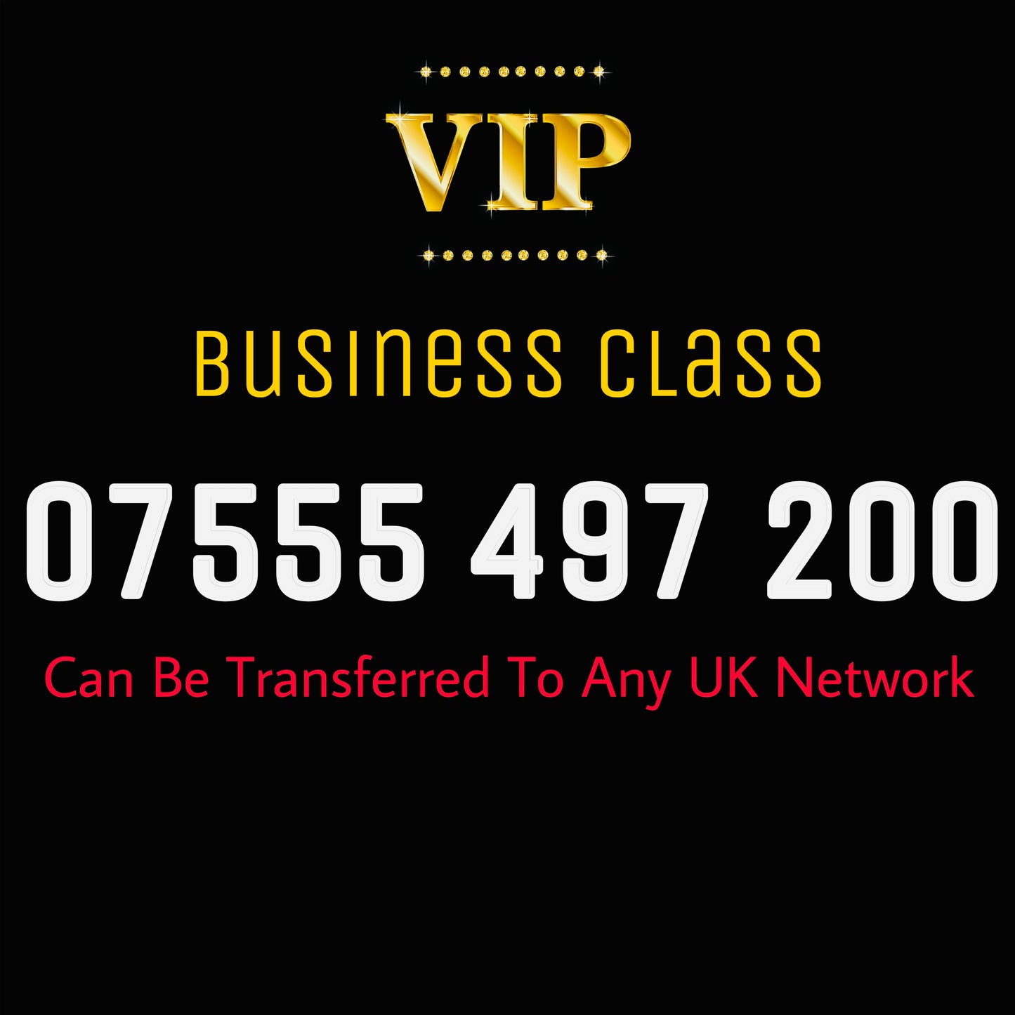 GOLD MOBILE PHONE SIM CARD EASY VIP MEMORABLE NUMBER DIAMOND PLATINUM 07555 497 200