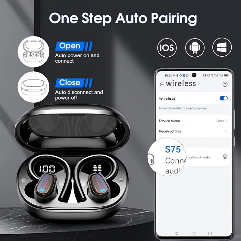 OYIB Wireless Sports Headphones, Wireless 5.3 With Cvc8.0 Noise Cancellation Microphone, 50 Hours Long Endurance Wireless Headphones, Wireless Headphones Black Mini, Sports Wireless Headphones