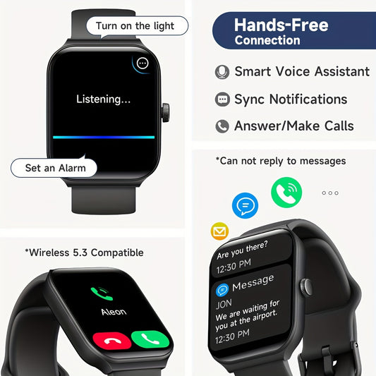TOOBUR Smartwatch | 4.95cm Screen, Non, USB Charging, 360p TFT Display, 100+ Sport Modes, Fitness Activity Tracker, Pedometer, Wireless 5.3, Silicone Strap, Rechargeable Lithium Polymer Battery, Suitable for Android and iPhone