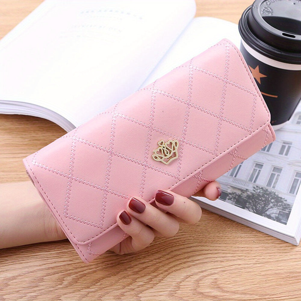 [Women's Leather Wallet] Ladies Synthetic Leather Wallet - Long Zip Purse Card Phone Holder Case for Women Handbag - 1pc New