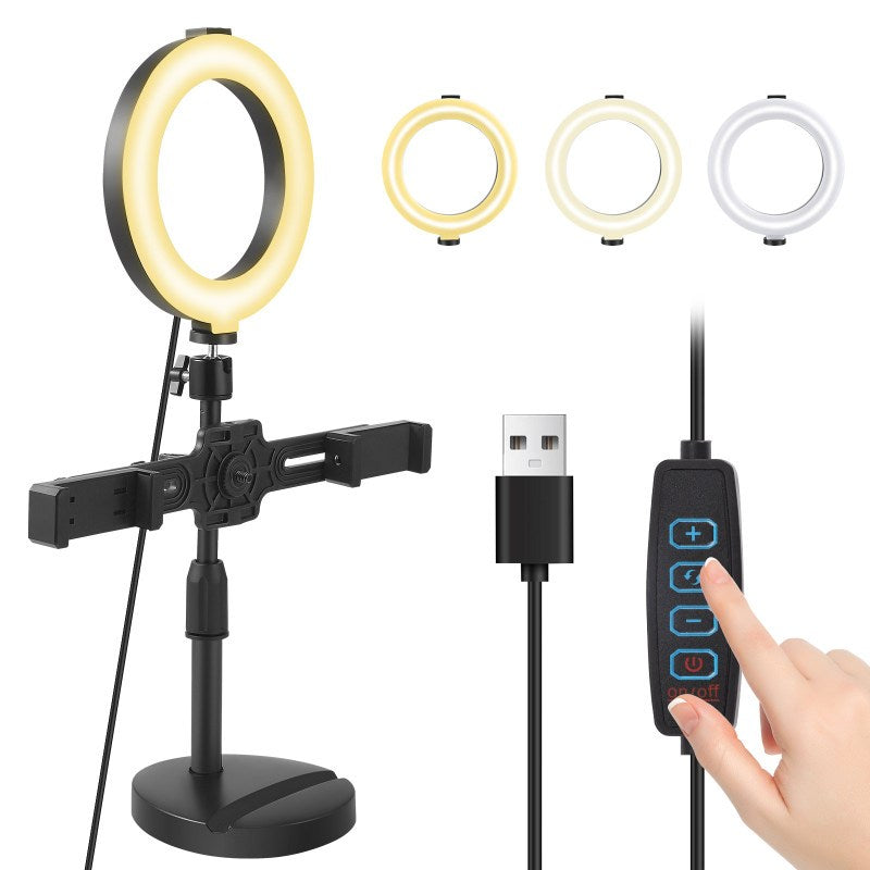 Desk Ring Light with Telescopic Stand, Travel Desktop Hola Light for Phone Selfie Laptop Zoom Video Calls Makeup Tiktok Reels Live Streaming