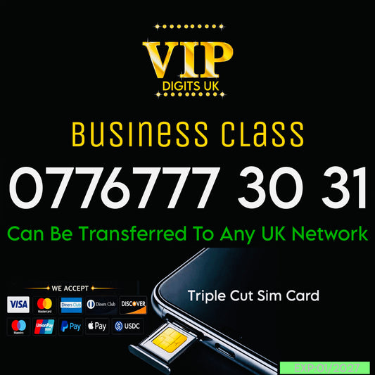 GOLD MOBILE PHONE SIM CARD EASY VIP MEMORABLE NUMBER DIAMOND PLATINUM | 0776777 3031