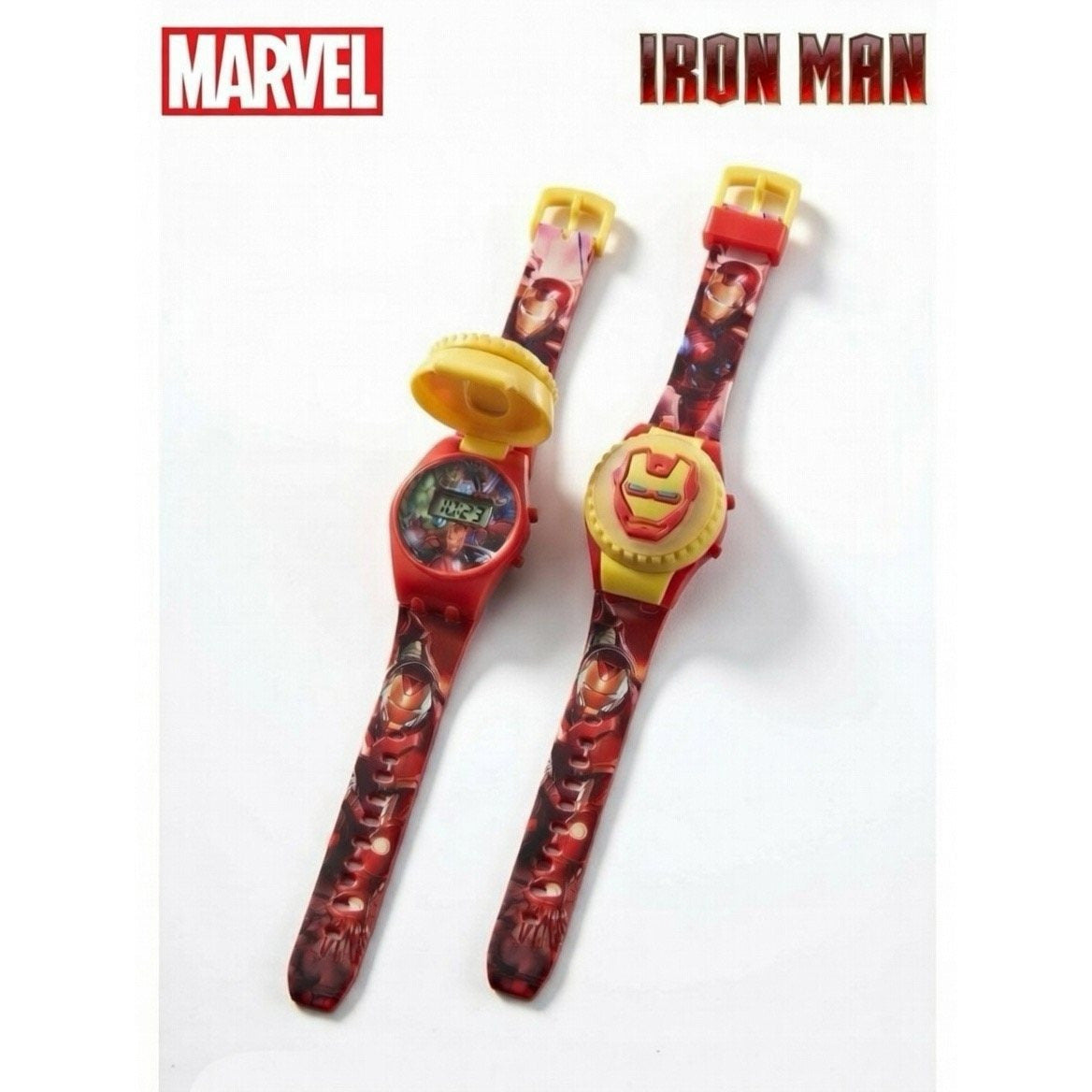 Marvel Iron Man Kids Digital Watch – Avengers Superhero Cartoon Electronic Wrist Watch for Boys & Girls – Light-Up Display, Adjustable Strap